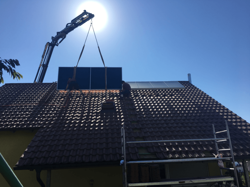 Anbringung der Solarkollektoren